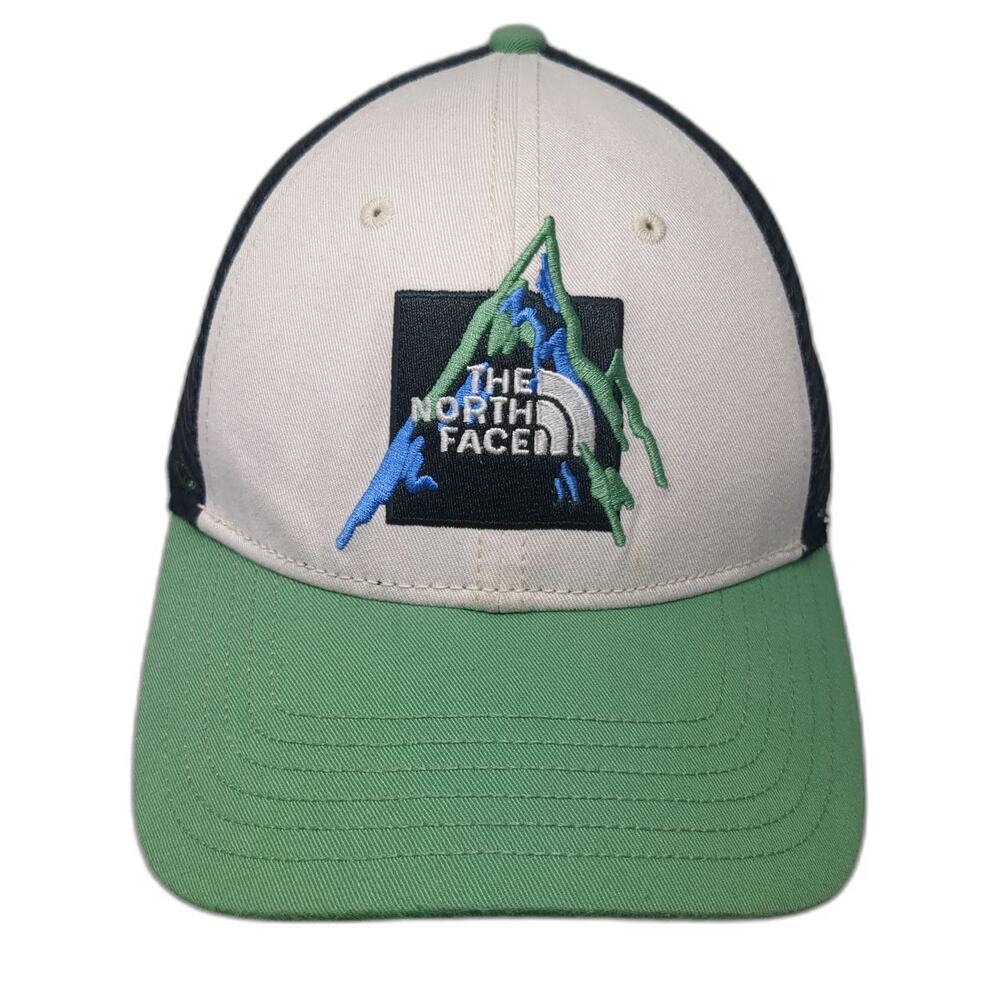 The North Face Trucker Hat Green One Size Mesh Back Embroidered Mountain Logo
